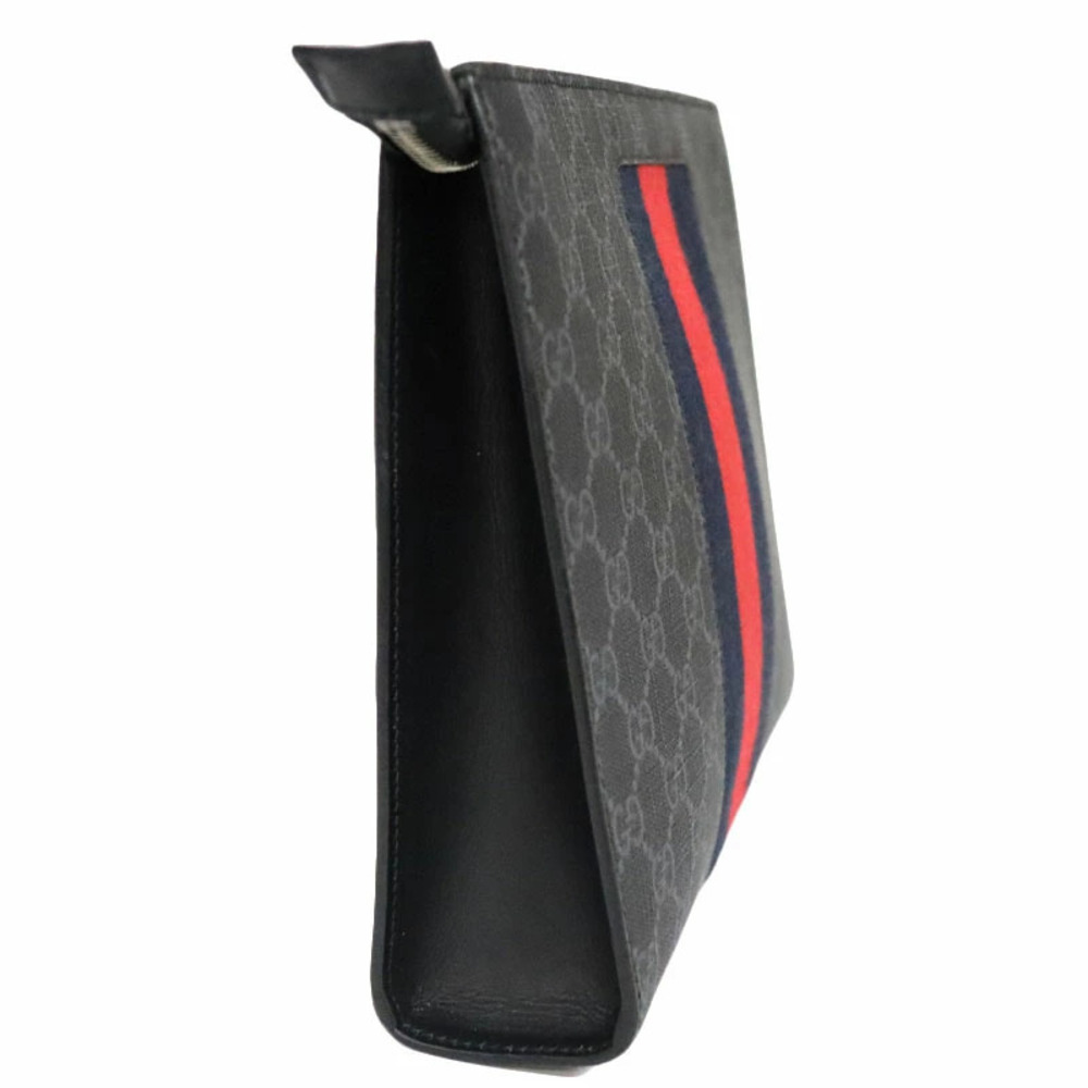 GUCCI Clutch Bag GG Black Clutch Guccissima Web Stripe - Picture 3 of 6